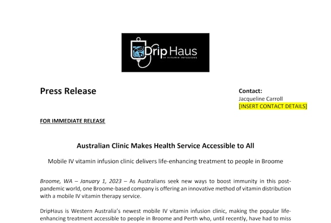 write you a press release that journalists will read
